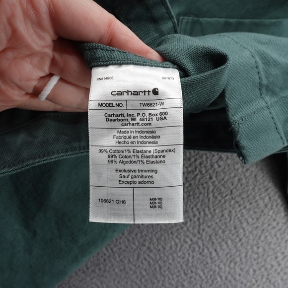 Carhartt Women Rugged Flex Loose Fit Heavyweight Duck Overshirt Green M NEW $80 - Picture 11 of 13
